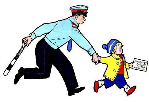 Показательный ребенок ведет милиционера за руку