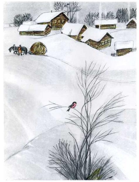 зимняя заснеженная деревня