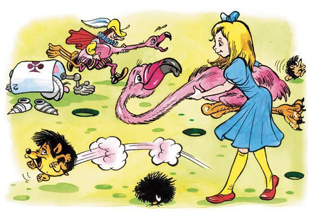 Алиса играет в крикет фламинго