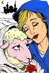 девушка и овечка