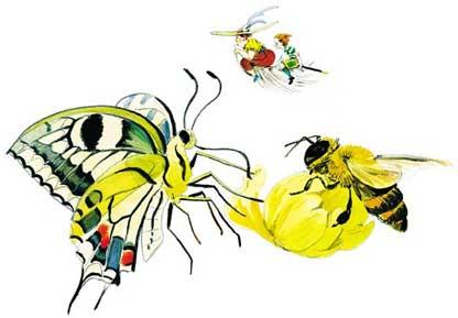 Корнюшон и Рылейка бабочка и пчела