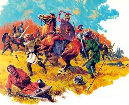Римская легкая кавалерия на поле брани.