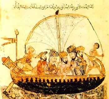 Купеческий корабль везет с Востока бумагу (арабская миниатюра).