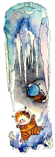 Незнайка и Пончик падают в ледяной туннель