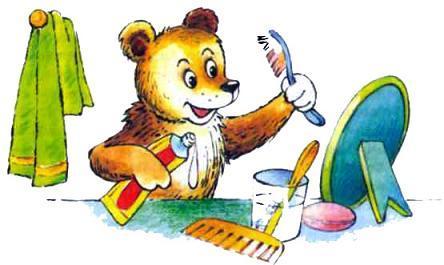 медвежонок чистит зубы
