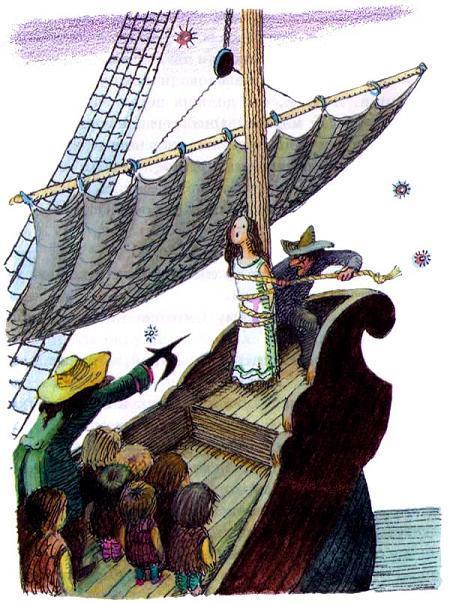 капитан крюк и его пленница на пиратском корабле