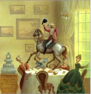 барон Мюнхаузен на лошади вьехал на стол