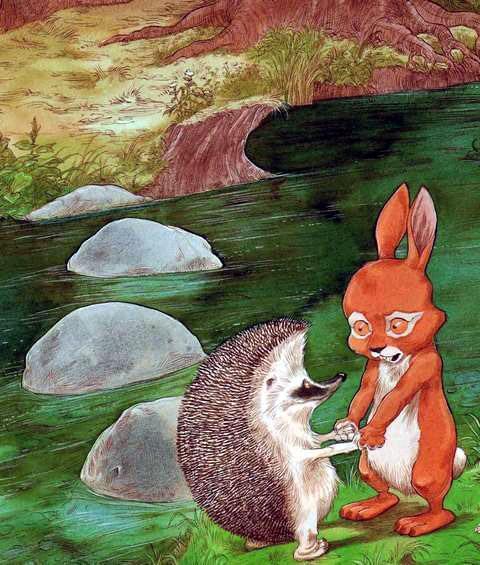 Ёжик и Кролик у переправы через реку