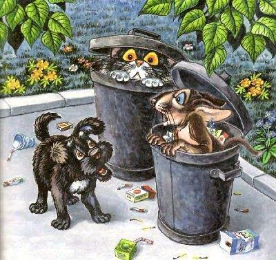коты в мусорке и пёс Тузик