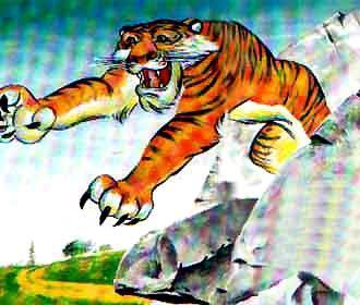 тигр прыжок
