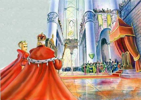 король и королева в тронном зале