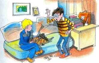 Витя Малеев и Сорокин играют в шахматы