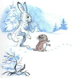 заяц и бобр зима белый заяц